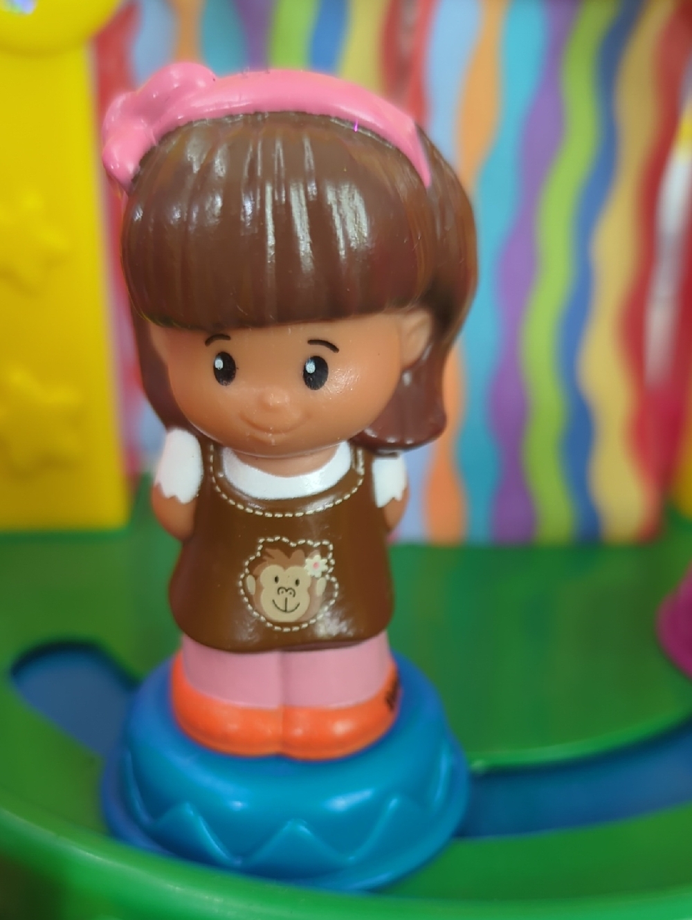 Little People - Brown & Pink Girl Figurine Toy with Monkey Detail